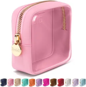 Embla Clear Cosmetic Bag Makeup Case, Clear Zipper Make Up Pouch and Toiletry Travel Tote, Cute Skincare Pouches for Women Girls, Preppy Purse Cosmetic Organizer, Mini Makeup Bags, Flamingo Pink