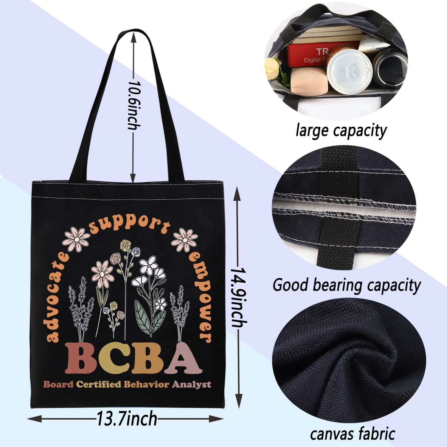 ENSIANTH BCBA Tote Bag - Board Certified Behavior Analyst & Therapist Gift - Special Education Teacher Gift