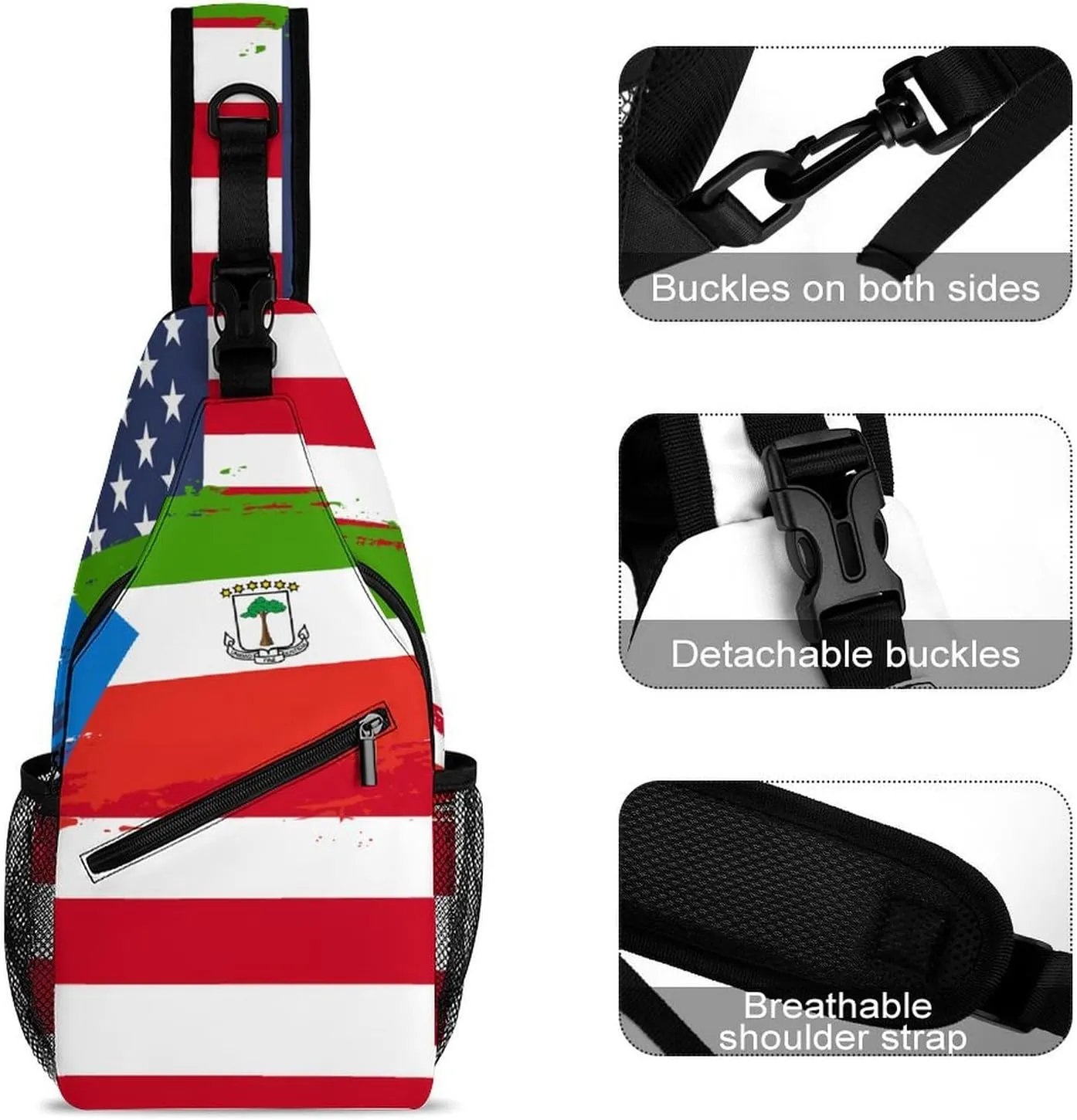 Eritrea Flag Hand Drawn Sling Bag Crossbody Chest Bag Shoulder Bag For Travel Hiking Cycling Camping