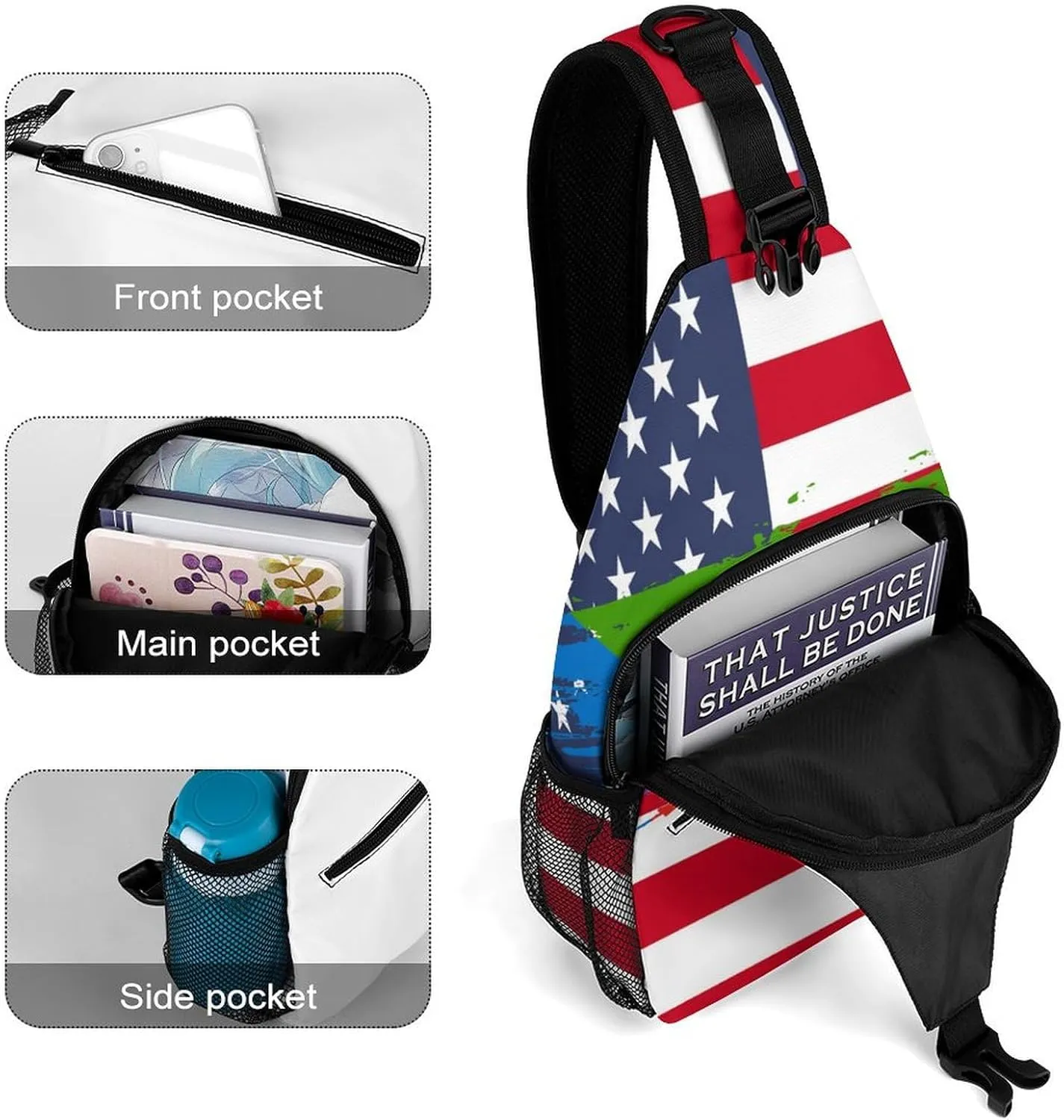 Eritrea Flag Hand Drawn Sling Bag Crossbody Chest Bag Shoulder Bag For Travel Hiking Cycling Camping