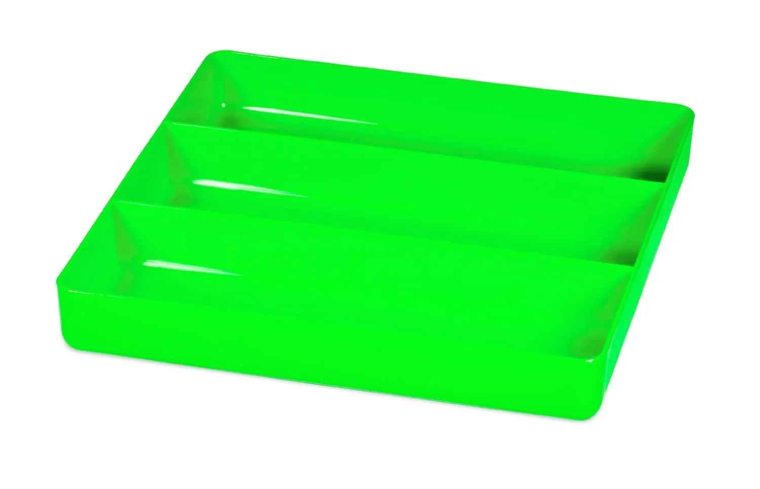 Ernst Manufacturing Toolbox Tray: Stackable Garage Organizer Tray in Green with 3 Compartments - Ideal for Trades, Mechanics, Electricians, Plumbers, Household Use, Hobbies, and More - Heavy Duty 3-Compartments