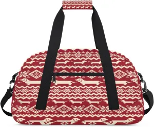 Ethnic Animal Dog Gym Duffel Bag for Men Women Ethnic Print Sports Tote Bag with Adjustable Shoulder Strap for Dance Gymnastics Traveling Outdoor Camping Overnight Stay