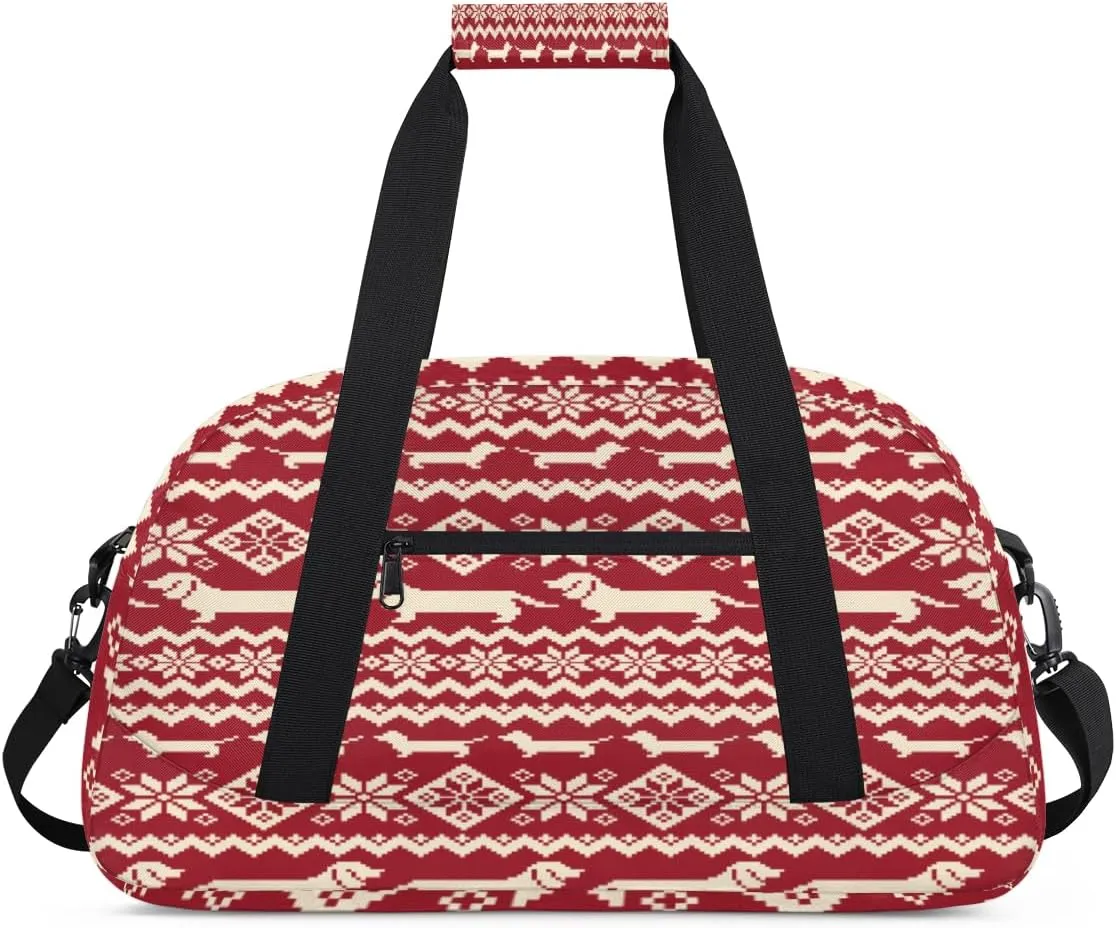 Ethnic Animal Dog Gym Duffel Bag for Men Women Ethnic Print Sports Tote Bag with Adjustable Shoulder Strap for Dance Gymnastics Traveling Outdoor Camping Overnight Stay