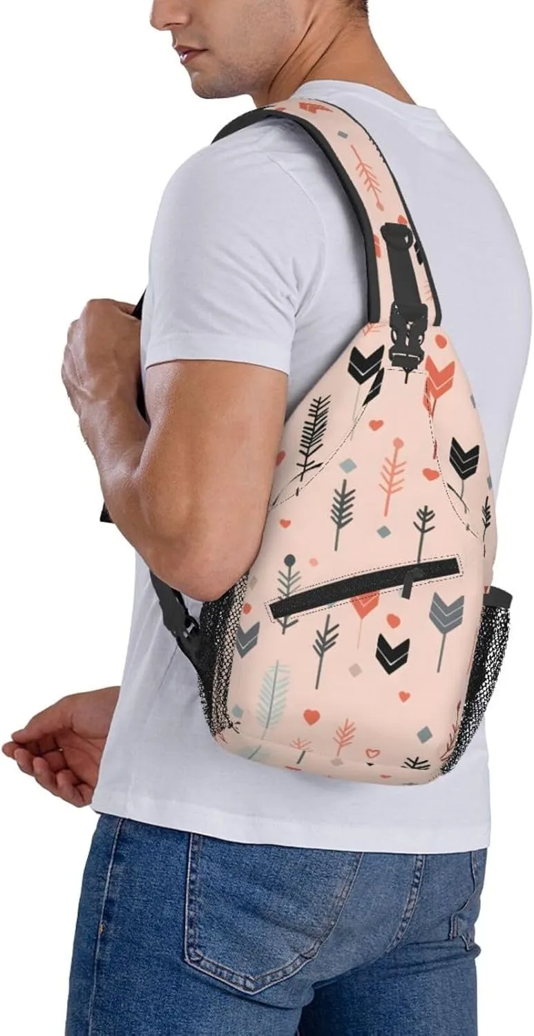 Ethnic Arrow Sling Bag Crossbody Bag for Men Women, Daypack Chest Backpack Shoulder Bag for Travle Hiking
