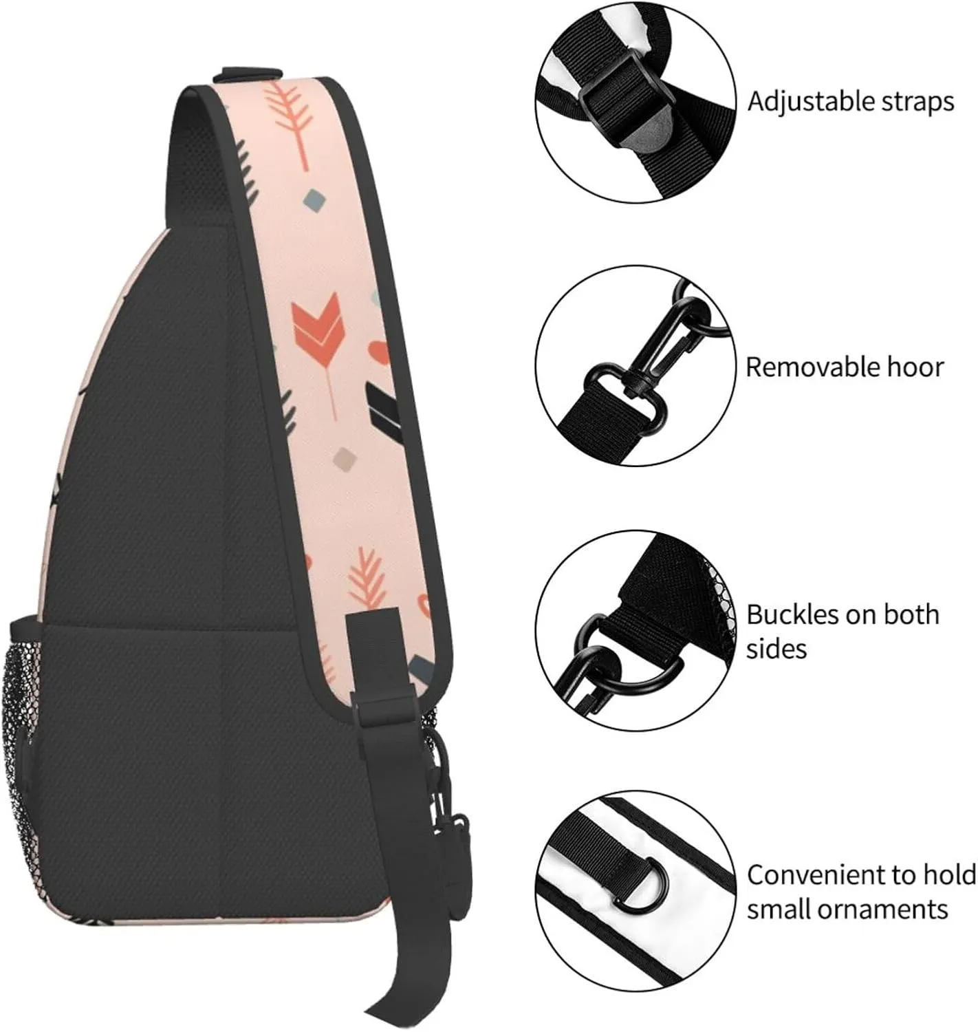 Ethnic Arrow Sling Bag Crossbody Bag for Men Women, Daypack Chest Backpack Shoulder Bag for Travle Hiking