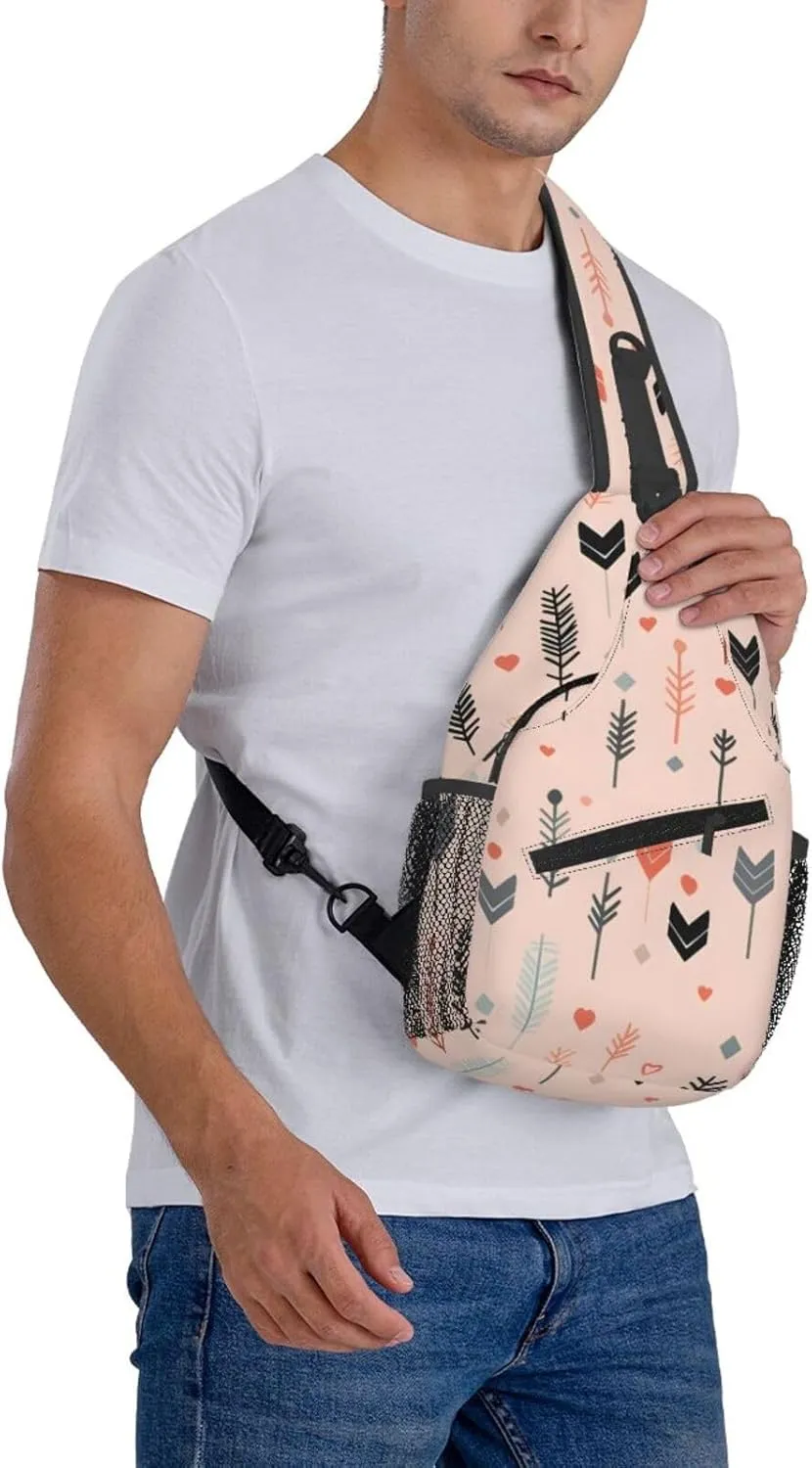 Ethnic Arrow Sling Bag Crossbody Bag for Men Women, Daypack Chest Backpack Shoulder Bag for Travle Hiking