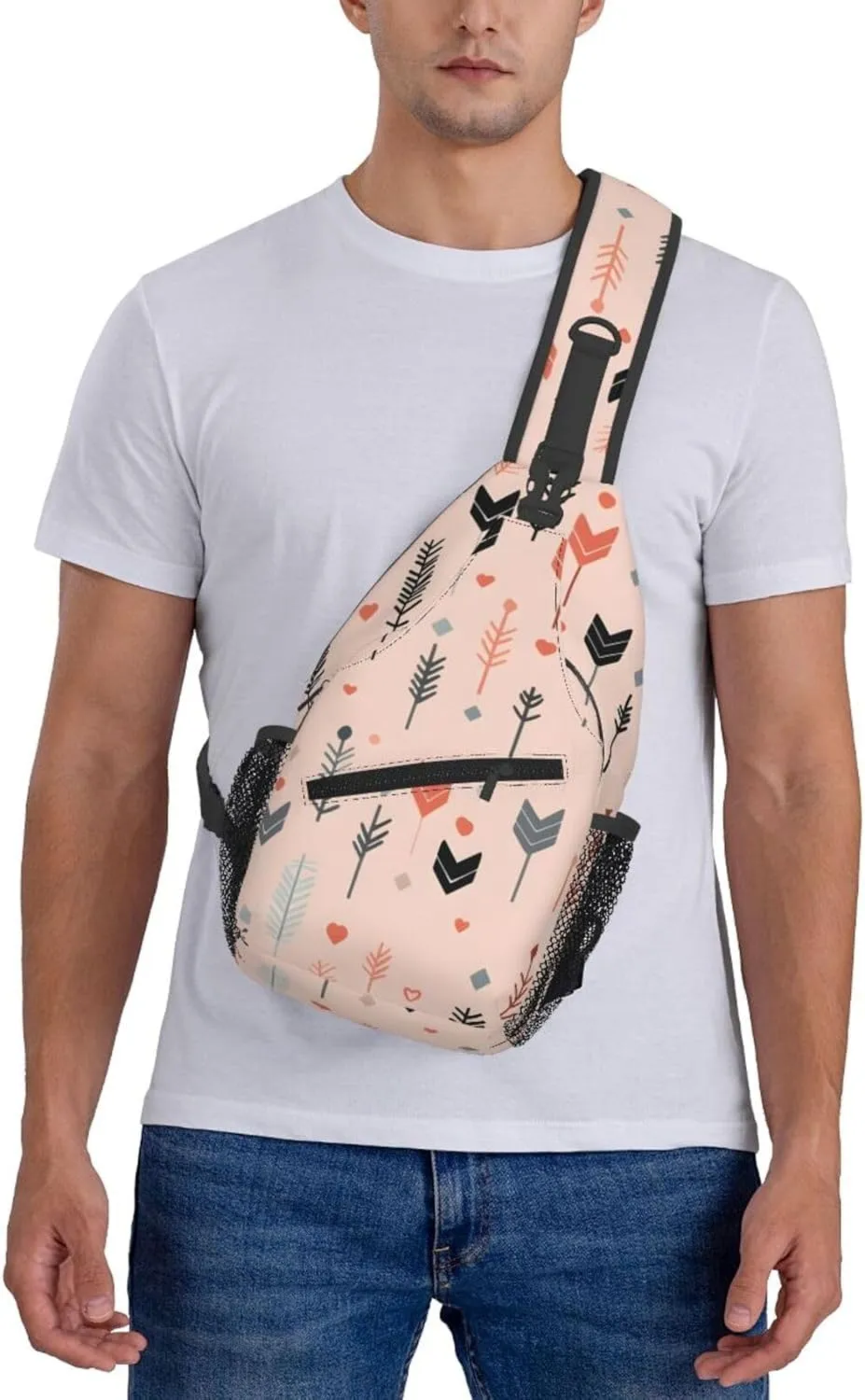 Ethnic Arrow Sling Bag Crossbody Bag for Men Women, Daypack Chest Backpack Shoulder Bag for Travle Hiking
