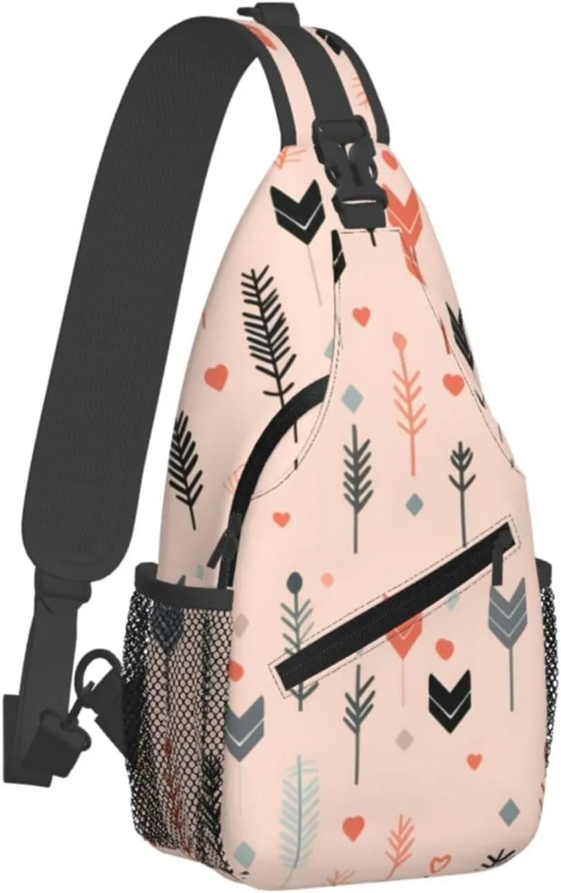 Ethnic Arrow Sling Bag Crossbody Bag for Men Women, Daypack Chest Backpack Shoulder Bag for Travle Hiking