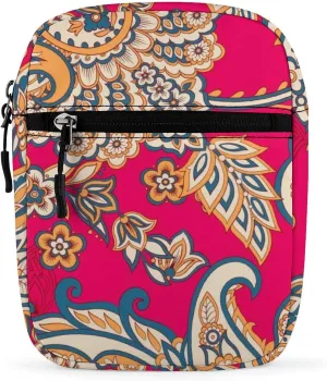 Ethnic Flower Patterns Small Satchel Bag Embroidery Mini Purse Crossbody Messenger Bag for Men Women Shoulder CrossBody HandBag