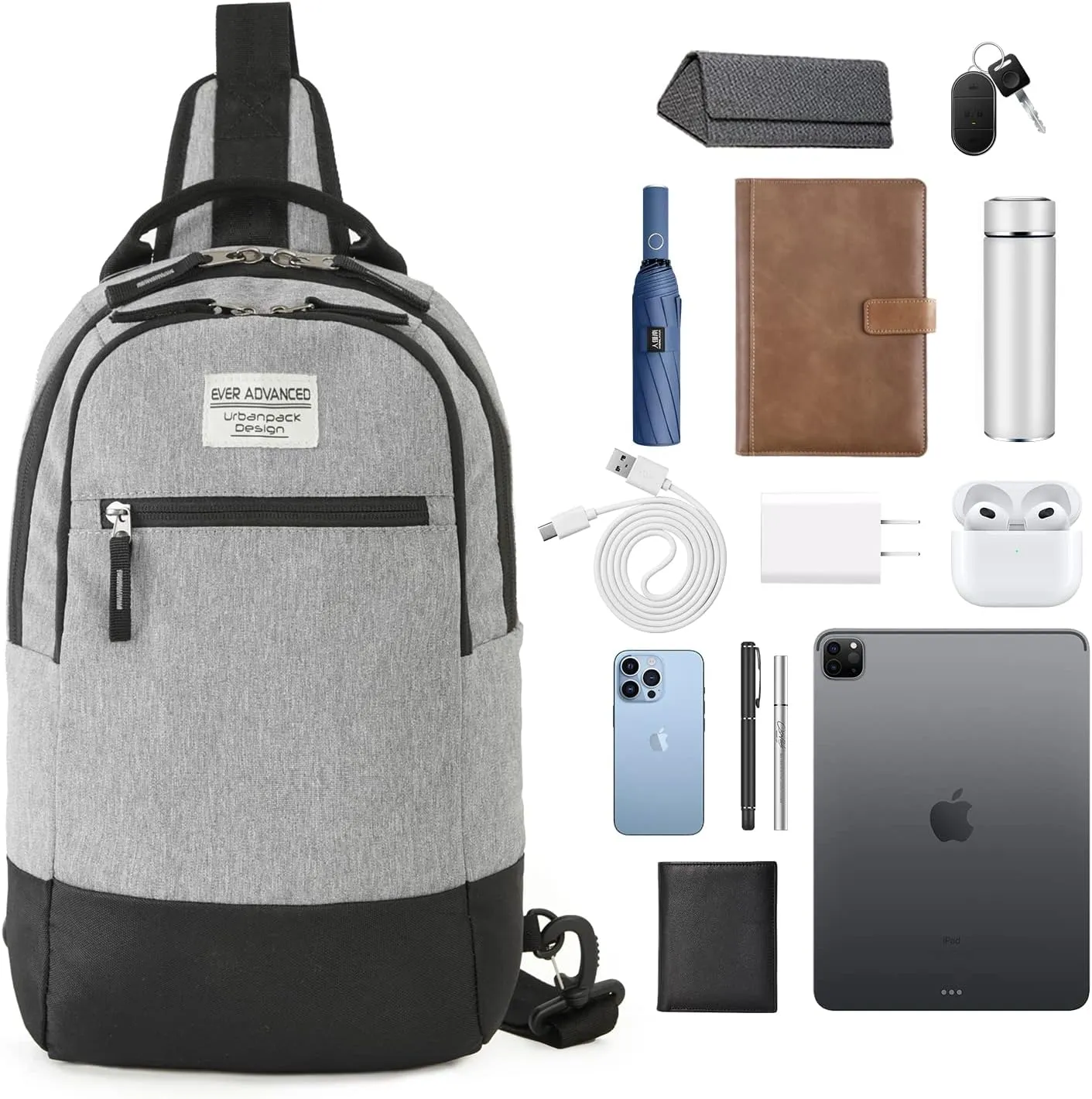 EVER ADVANCED Crossbody Bag for Women Shoulder Sling Bag for Men, Small One Strap Backpack Lightweight Cross Body Bags