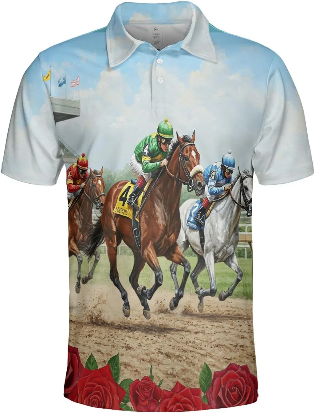 Exciting Summer Men's Polo Shirts - Horse Racing Short Sleeve Regular Fit Golf Shirts for Men Series 20