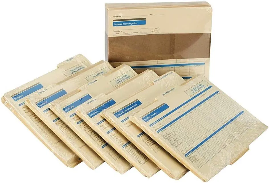 Expanded Employee Record Organizer and 6 Folders | 11.9” x 9.5” x 1.25” | HR and Employee Management | 25-Pack