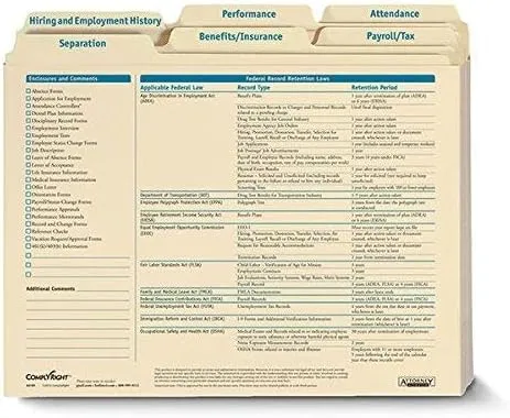 Expanded Employee Record Organizer and 6 Folders | 11.9” x 9.5” x 1.25” | HR and Employee Management | 25-Pack
