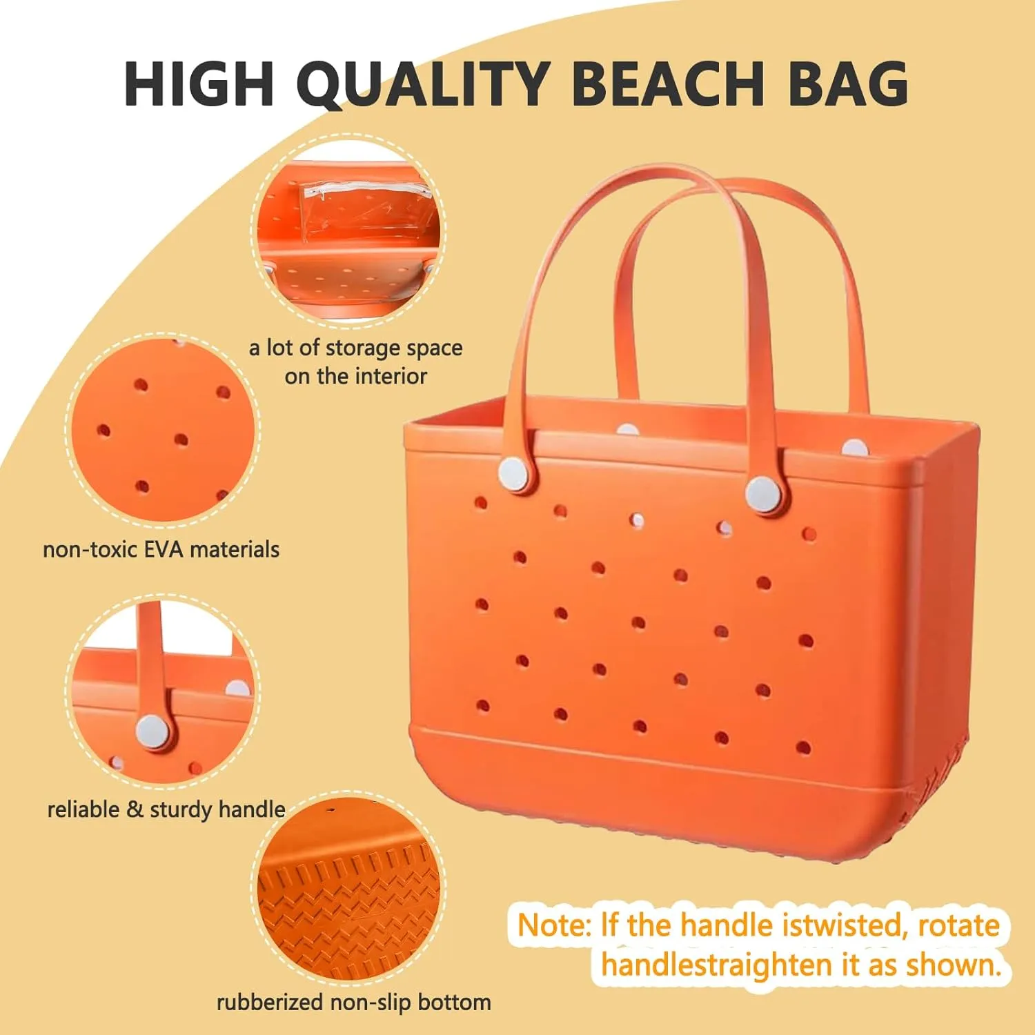 Extra Large Rubber Tote Bag for Women & Men, Waterproof Lightweight Travel X-Large Beach Bag for Boat & Pool