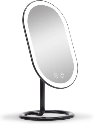Fancii Vera LED Lighted Vanity Makeup Mirror, Rechargeable - Cordless Illuminated Cosmetic Mirror with 3 Dimmable Light Settings, Dual Magnification (Obsidian)