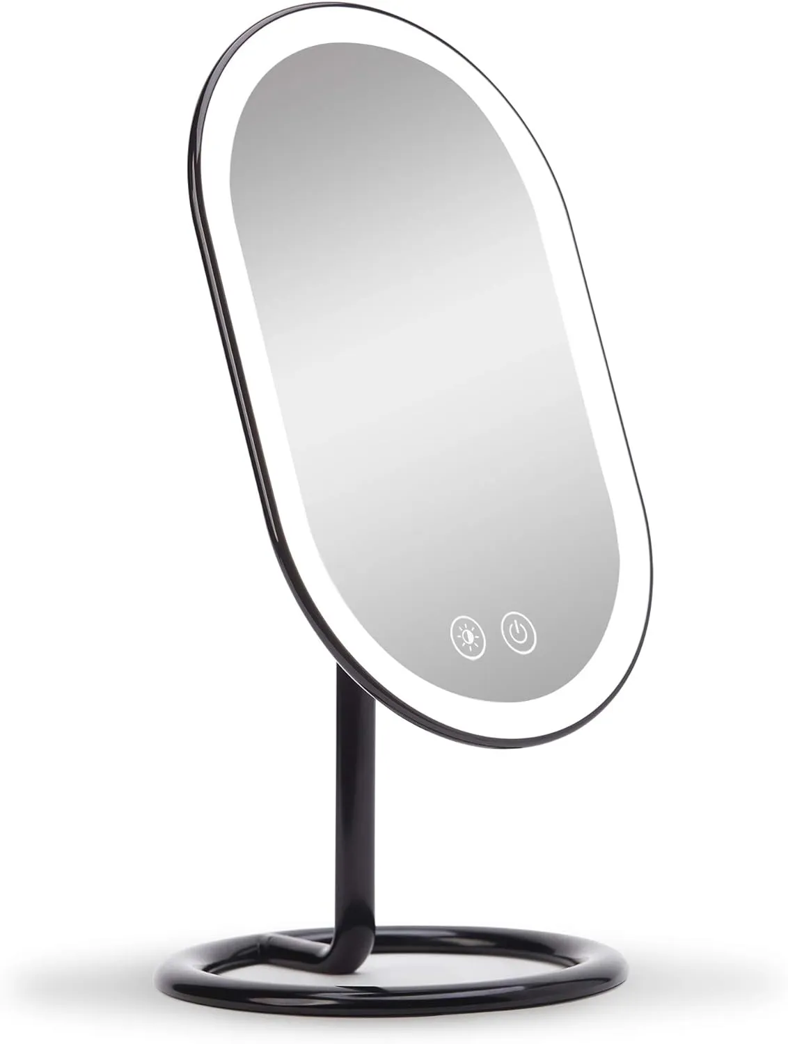 Fancii Vera LED Lighted Vanity Makeup Mirror, Rechargeable - Cordless Illuminated Cosmetic Mirror with 3 Dimmable Light Settings, Dual Magnification (Obsidian)