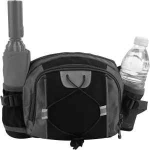 Fanny Pack with Water Bottle Holder, Large Waist Bag for Men Women with Adjusted Shoulder Strap, Waterproof Belt Bag for Dog Walking Hiking Running (Black)
