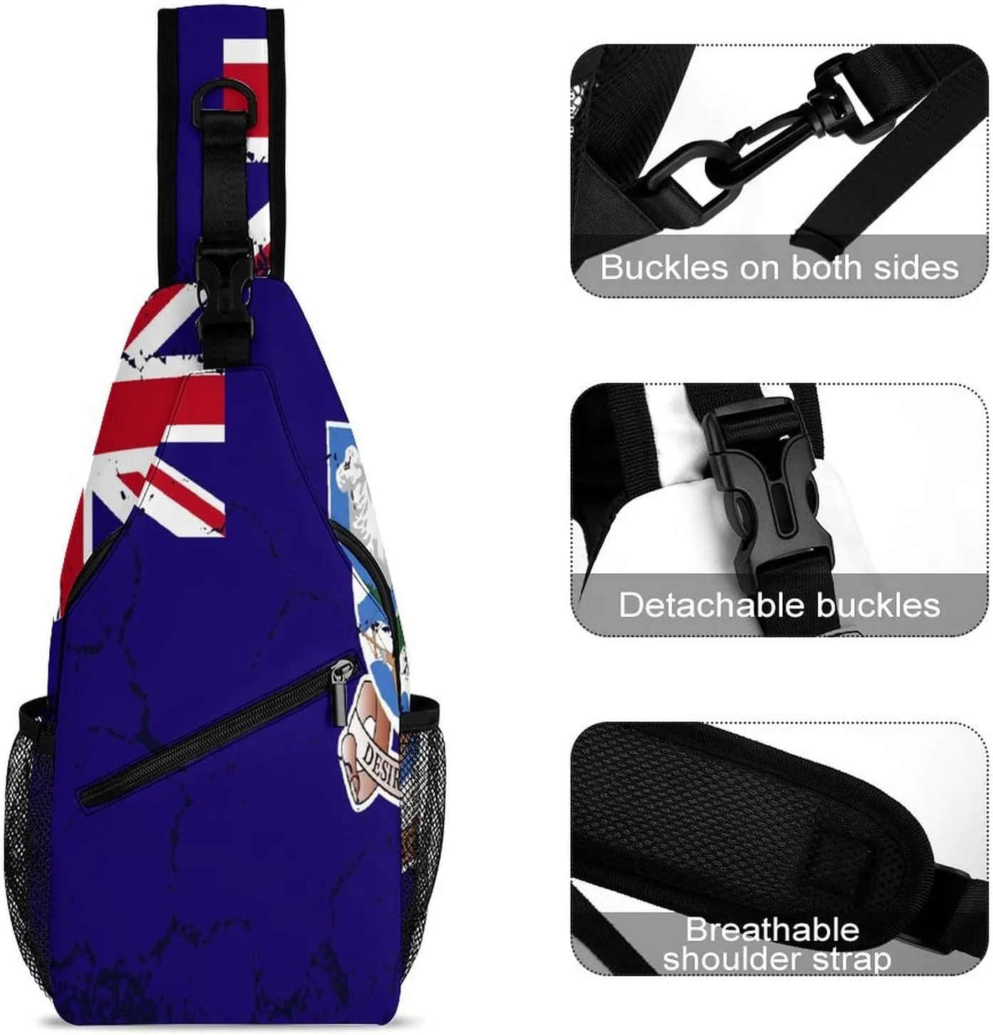 Faroe Lslands Flag Grunge Design Sling Bag Crossbody Chest Bag Shoulder Bag For Travel Hiking Cycling Camping