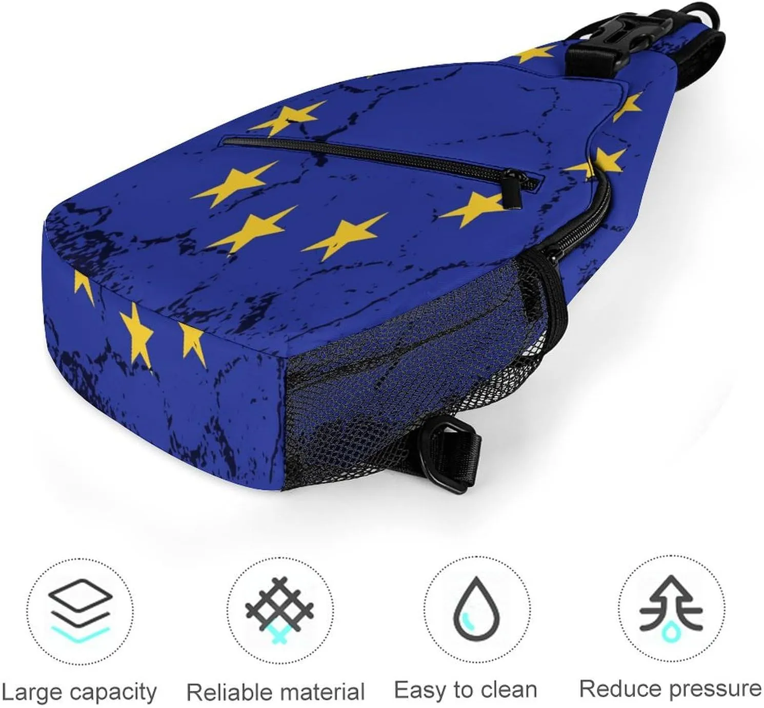 Faroe Lslands Flag Grunge Design Sling Bag Crossbody Chest Bag Shoulder Bag For Travel Hiking Cycling Camping