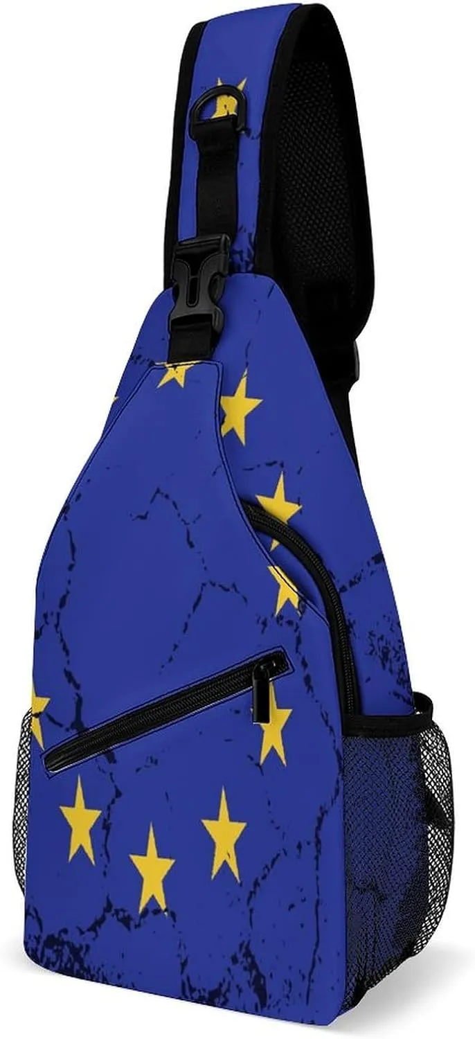 Faroe Lslands Flag Grunge Design Sling Bag Crossbody Chest Bag Shoulder Bag For Travel Hiking Cycling Camping