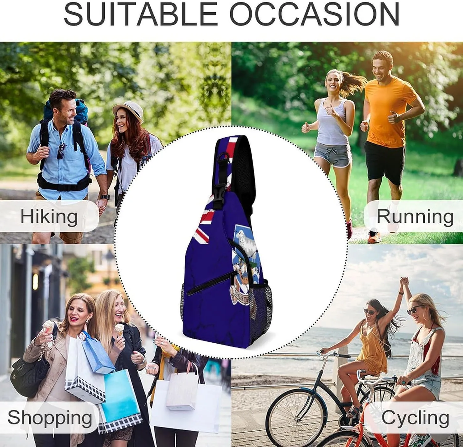 Faroe Lslands Flag Grunge Design Sling Bag Crossbody Chest Bag Shoulder Bag For Travel Hiking Cycling Camping