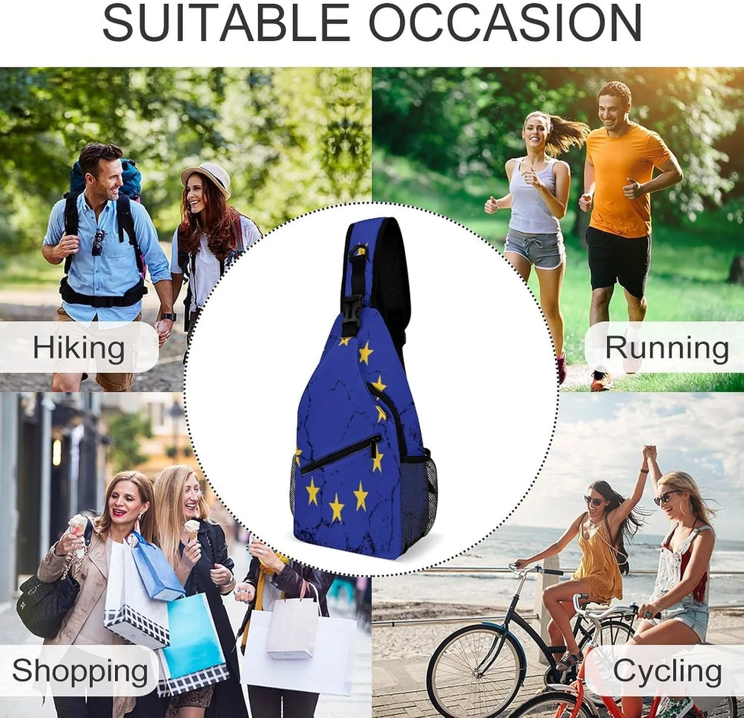 Faroe Lslands Flag Grunge Design Sling Bag Crossbody Chest Bag Shoulder Bag For Travel Hiking Cycling Camping