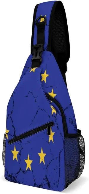 Faroe Lslands Flag Grunge Design Sling Bag Crossbody Chest Bag Shoulder Bag For Travel Hiking Cycling Camping