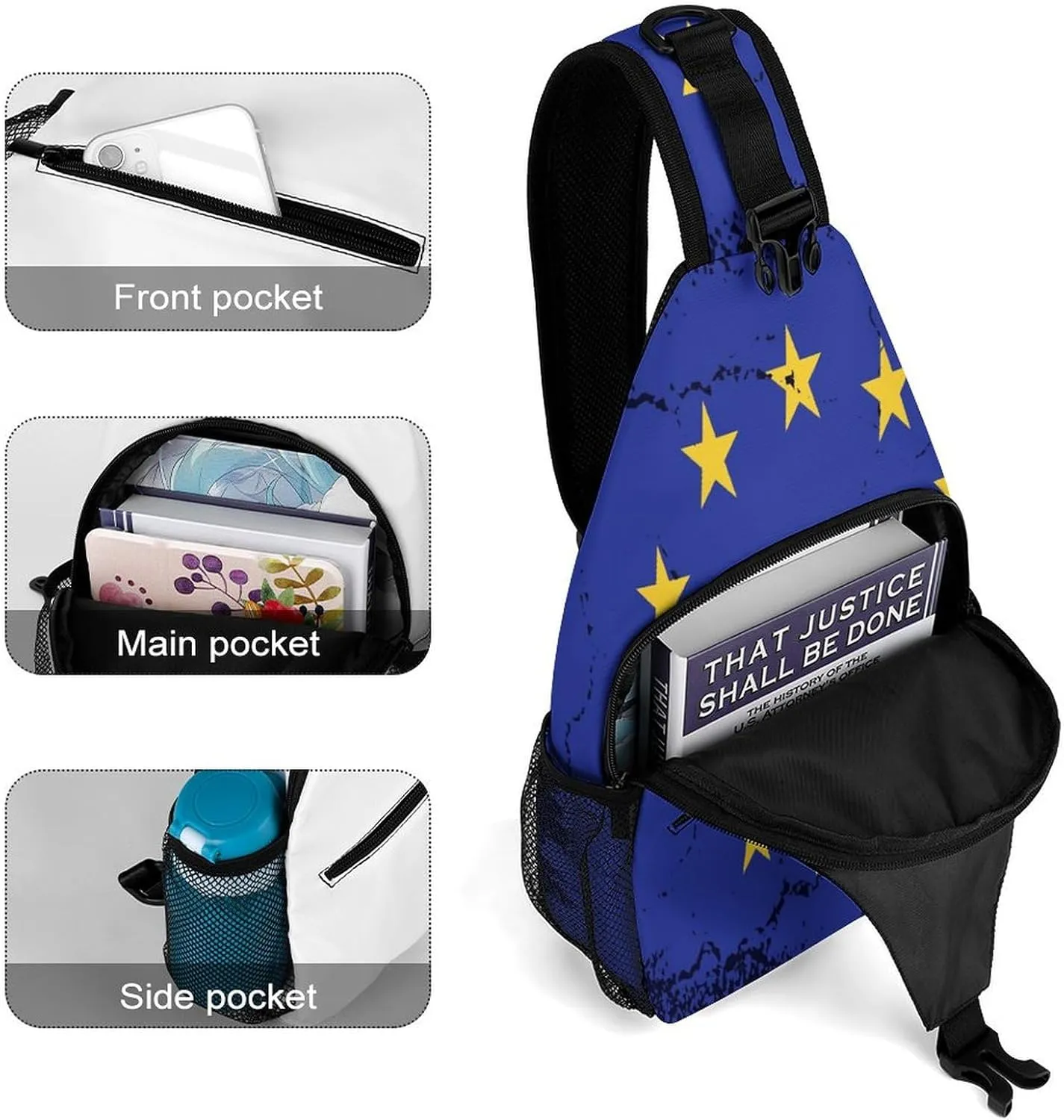 Faroe Lslands Flag Grunge Design Sling Bag Crossbody Chest Bag Shoulder Bag For Travel Hiking Cycling Camping
