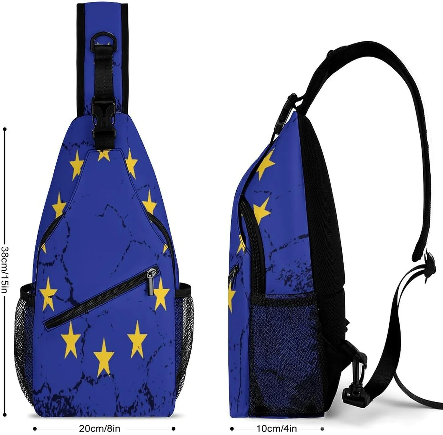 Faroe Lslands Flag Grunge Design Sling Bag Crossbody Chest Bag Shoulder Bag For Travel Hiking Cycling Camping