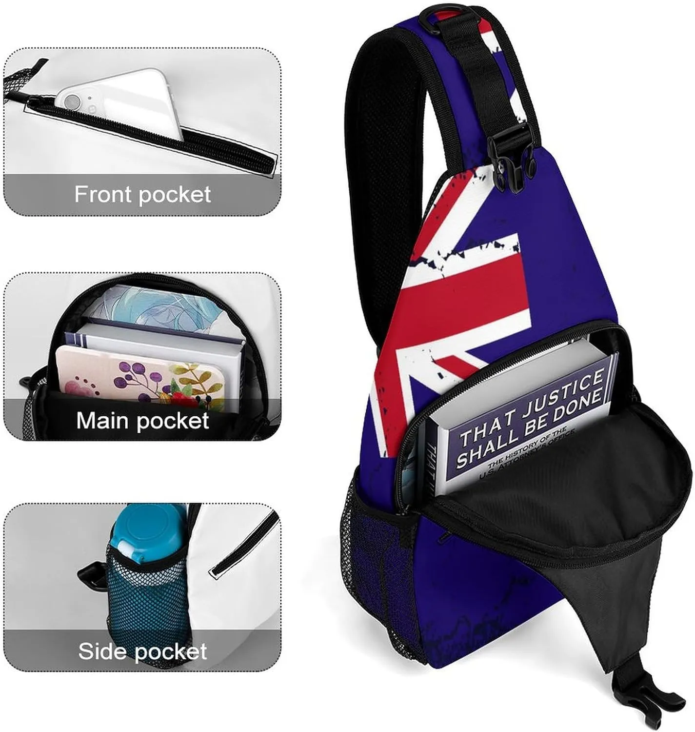 Faroe Lslands Flag Grunge Design Sling Bag Crossbody Chest Bag Shoulder Bag For Travel Hiking Cycling Camping