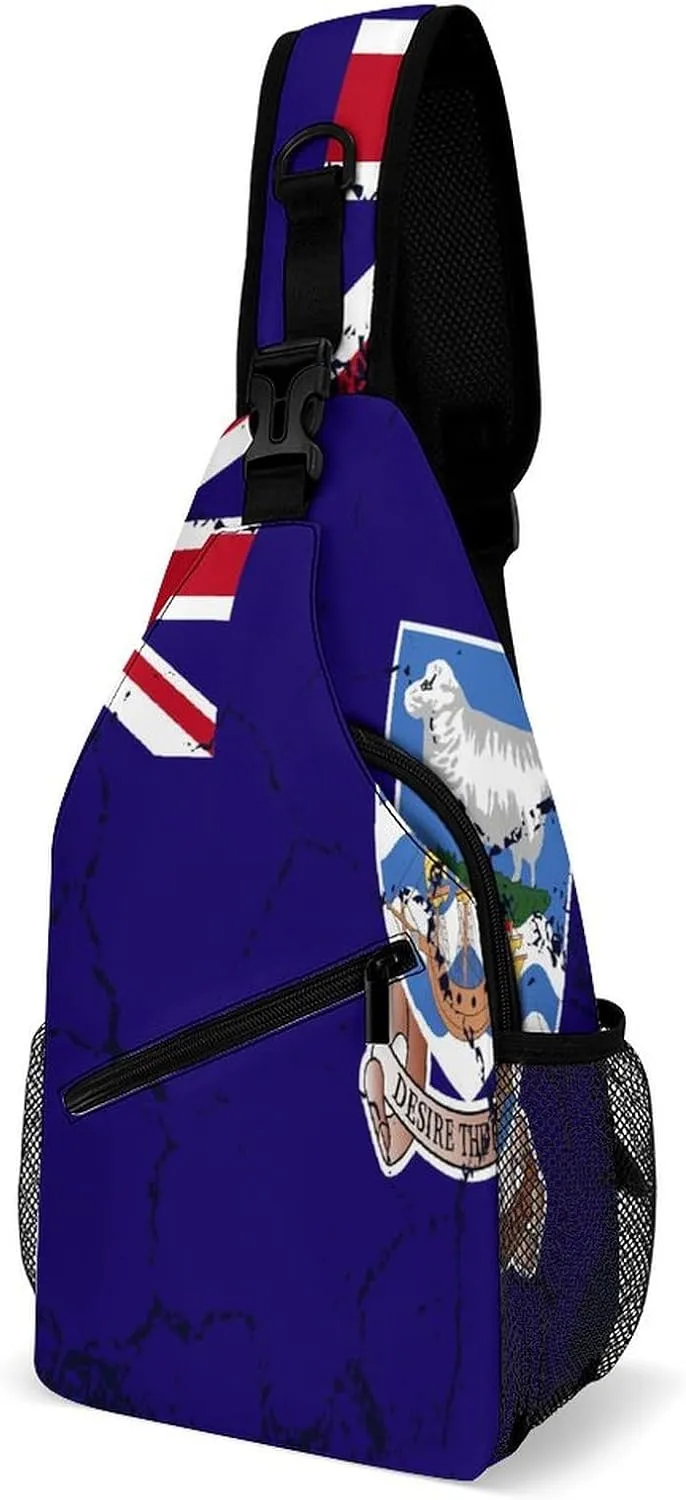 Faroe Lslands Flag Grunge Design Sling Bag Crossbody Chest Bag Shoulder Bag For Travel Hiking Cycling Camping