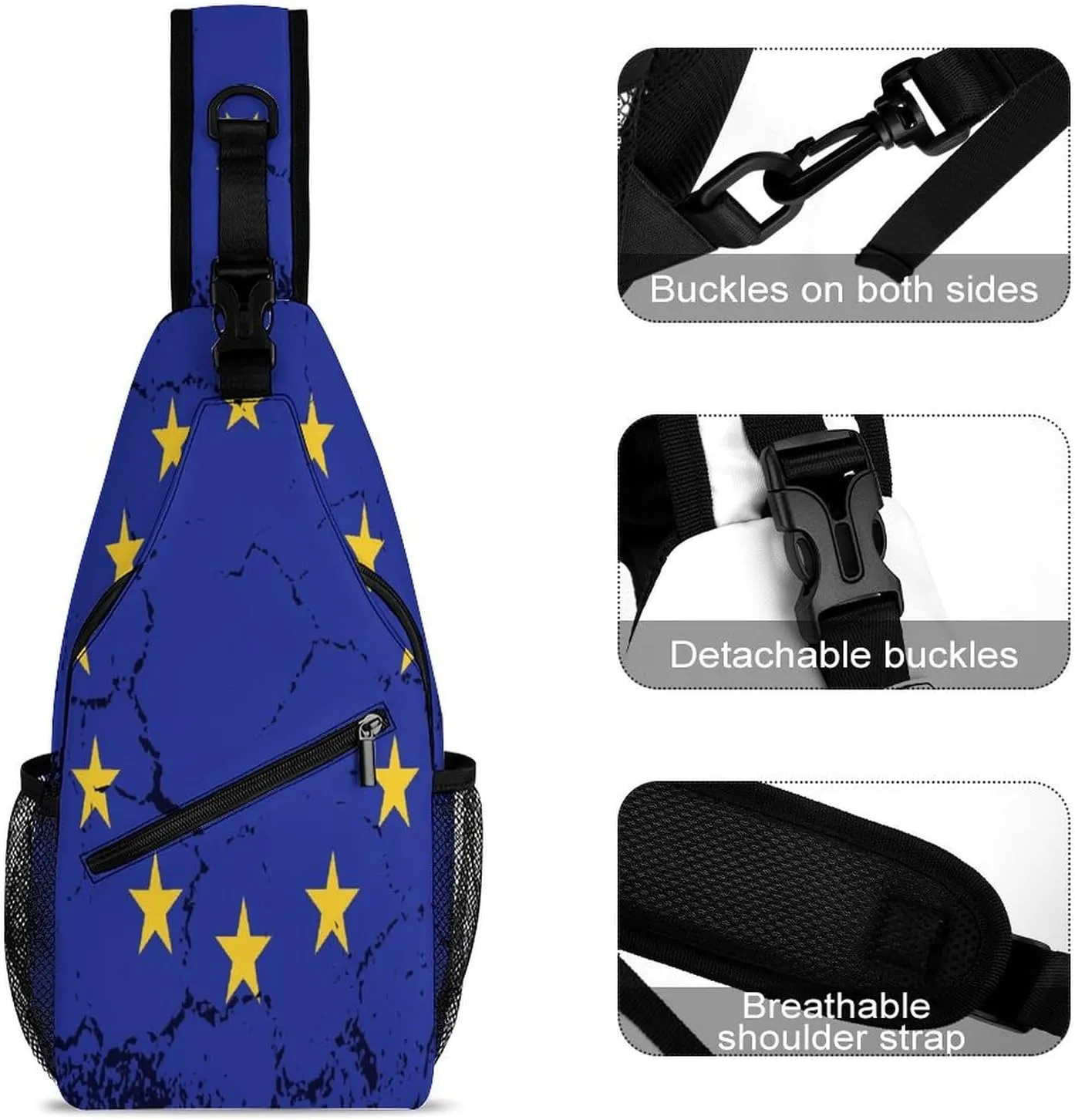 Faroe Lslands Flag Grunge Design Sling Bag Crossbody Chest Bag Shoulder Bag For Travel Hiking Cycling Camping