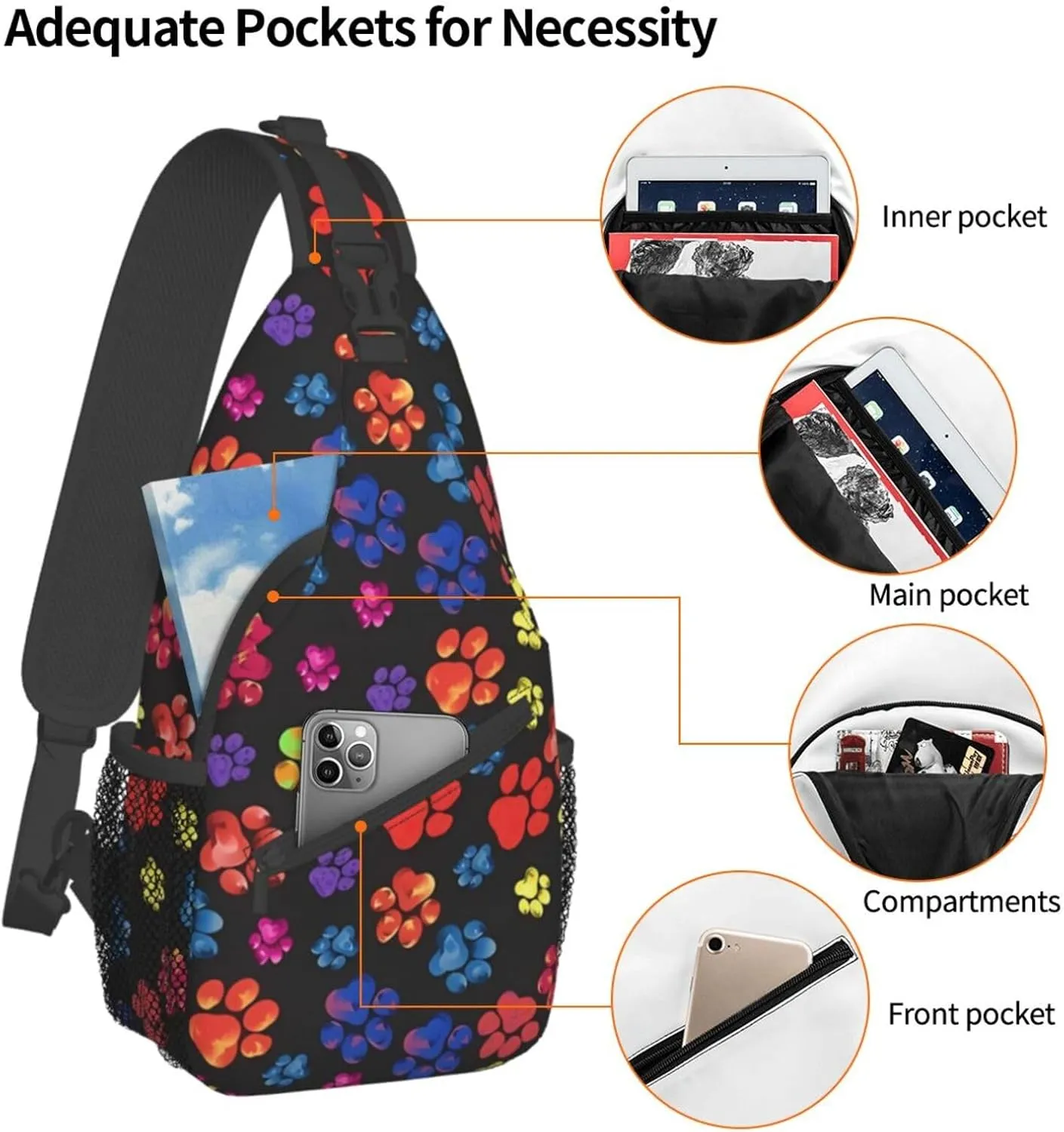 Fashion Chest Sling Bag For Women Men Adjustable Strap Crossbody Shoulder Backpack Hiking Travel Fashion Unisex Daypack