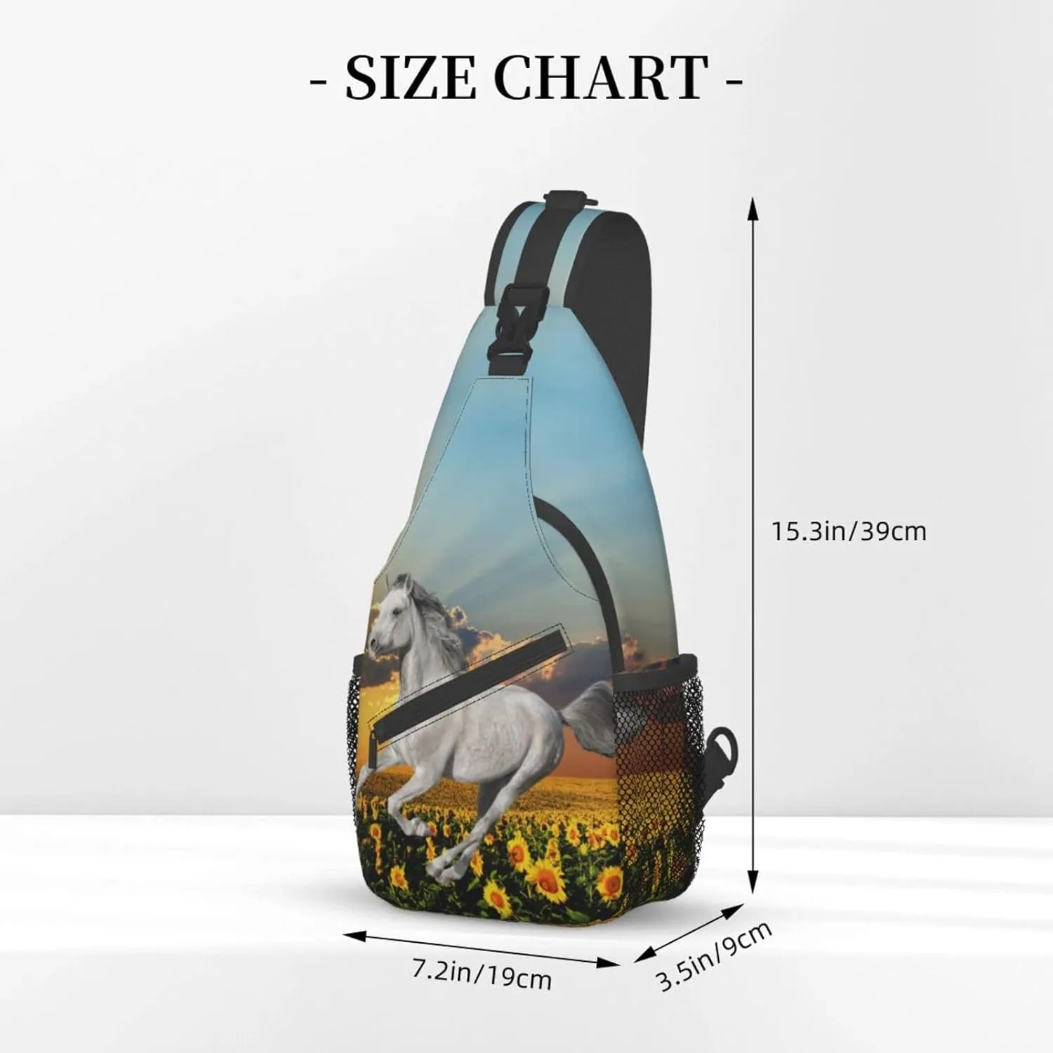 Fashion Horse Sling Bag Multipurpose Crossbody Backpack Adjustable Travel Hiking Casual Daypack For Men Women