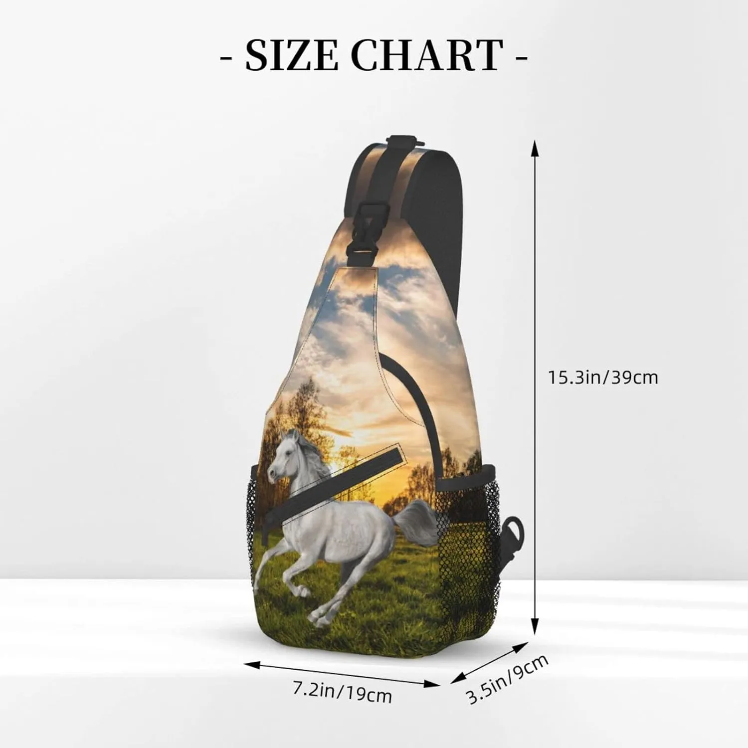 Fashion Horse Sling Bag Multipurpose Crossbody Backpack Adjustable Travel Hiking Casual Daypack For Men Women