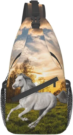 Fashion Horse Sling Bag Multipurpose Crossbody Backpack Adjustable Travel Hiking Casual Daypack For Men Women