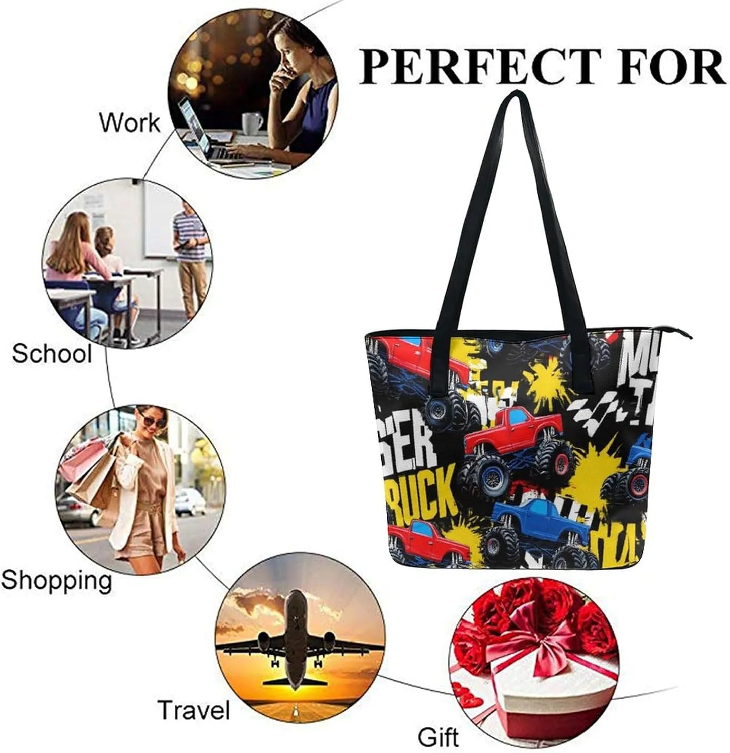 Fashion Leather Tote Bag Travel Work Daily Essentials Handbag Unisex Handbag