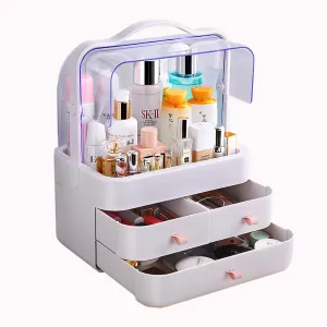 FAZHEN dust-Proof Makeup Organizer, Cosmetic and Jewelry Storage with Dustproof Lid, Display Boxes with Drawers for Vanity, Skin Care Products Rack Dressing Table Desktop Finishing Box