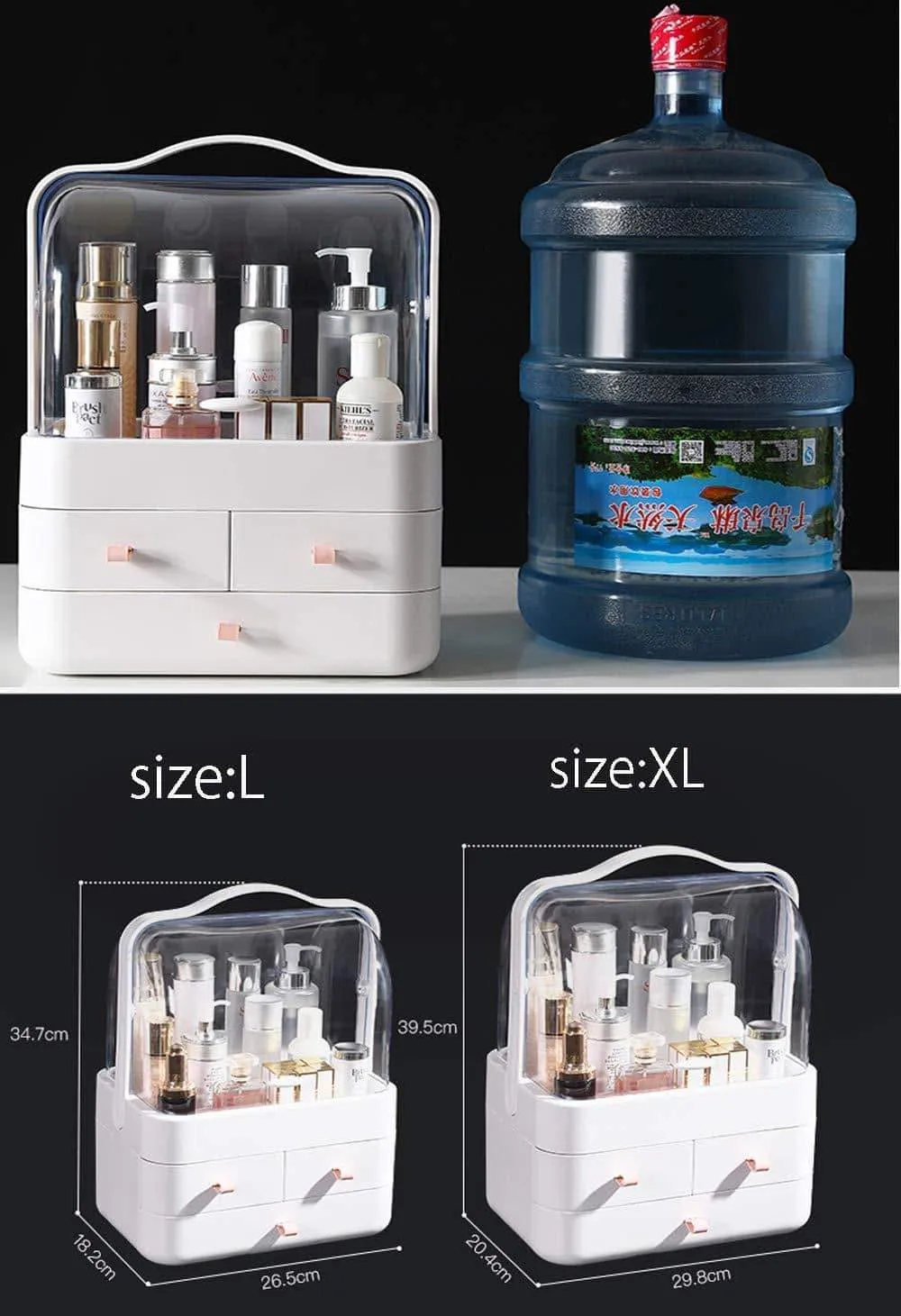 FAZHEN dust-Proof Makeup Organizer, Cosmetic and Jewelry Storage with Dustproof Lid, Display Boxes with Drawers for Vanity, Skin Care Products Rack Dressing Table Desktop Finishing Box
