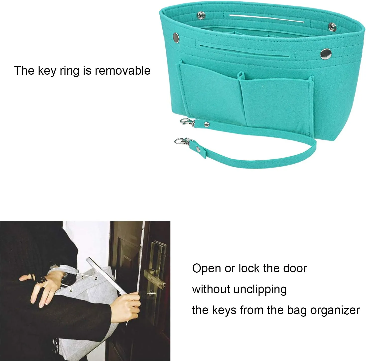 Felt Tote Handbag Purse Organizer Insert Divider Shaper Bag in Bag