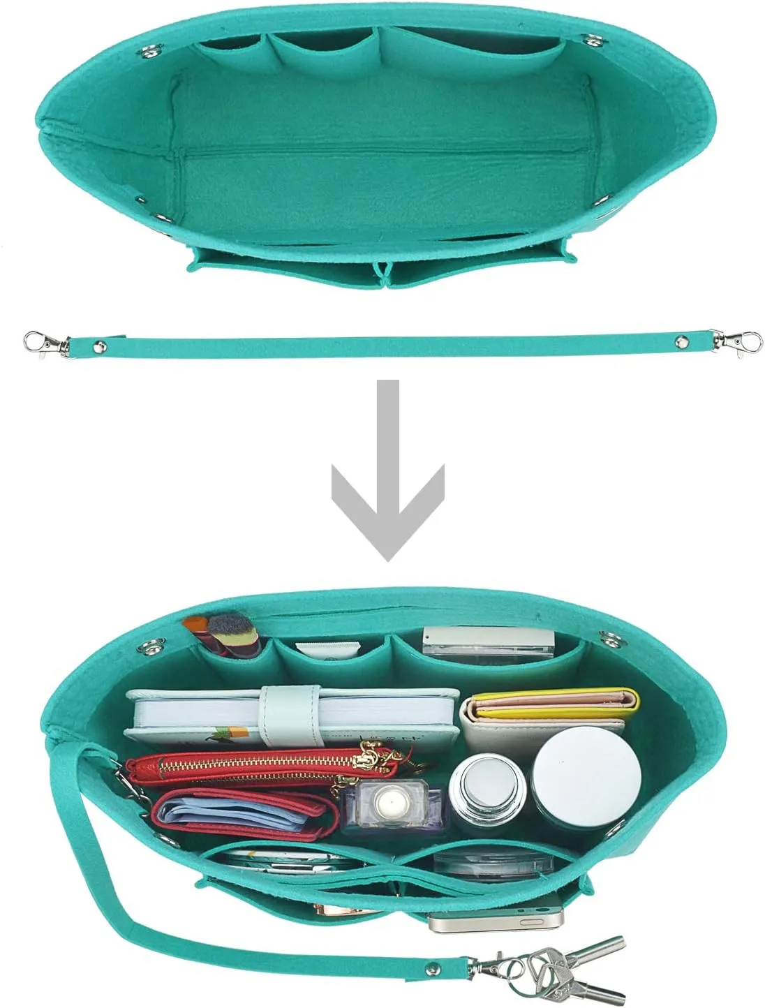 Felt Tote Handbag Purse Organizer Insert Divider Shaper Bag in Bag