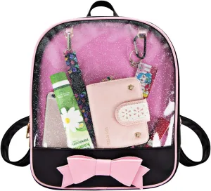 FF1 Candy Leather Bow Backpack Clear Beach Girls Bag Ita Bag