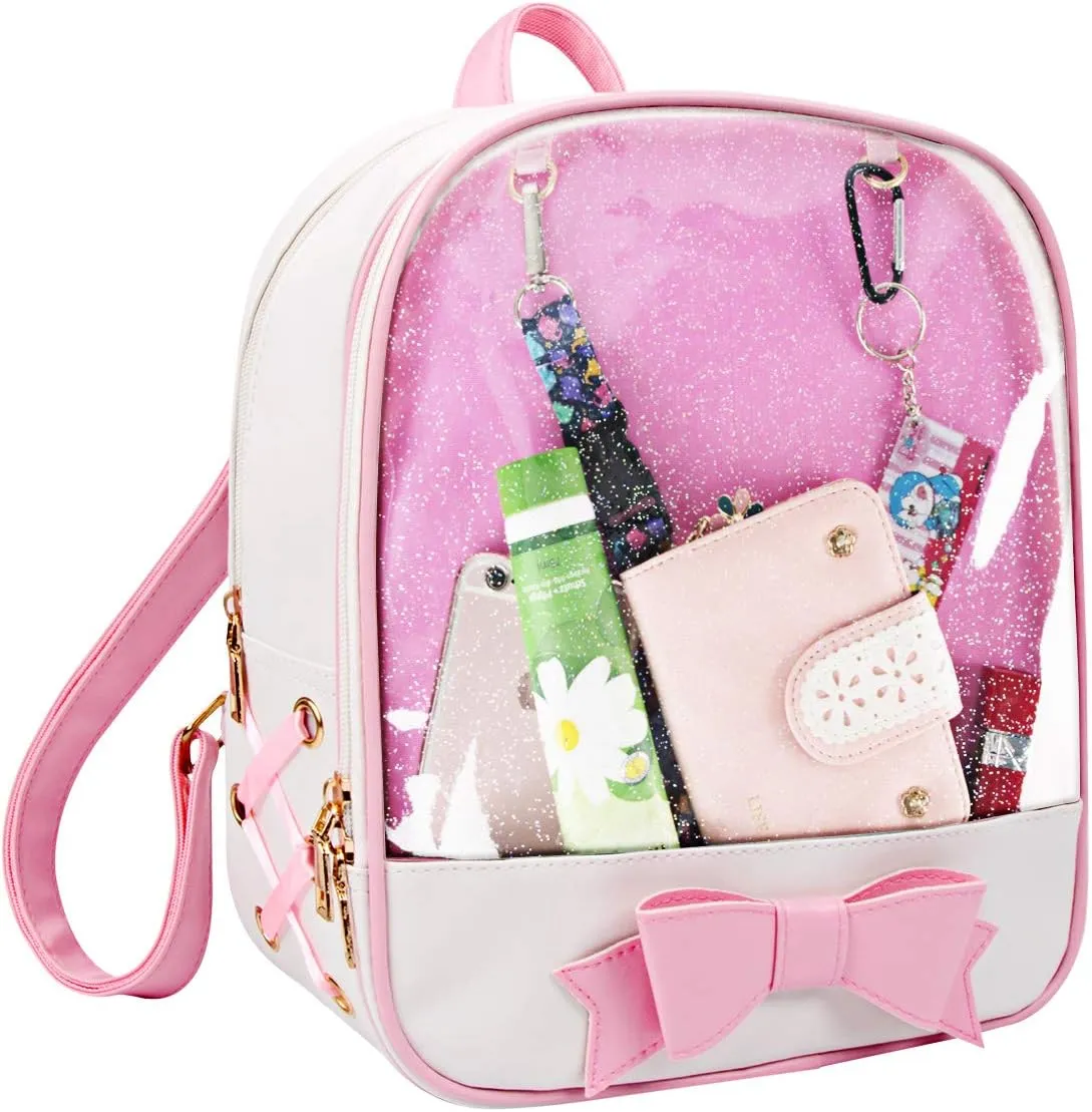 FF1 Candy Leather Bow Backpack Clear Beach Girls Bag Ita Bag