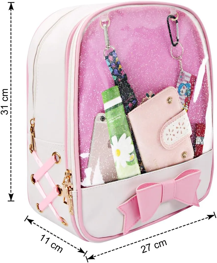 FF1 Candy Leather Bow Backpack Clear Beach Girls Bag Ita Bag