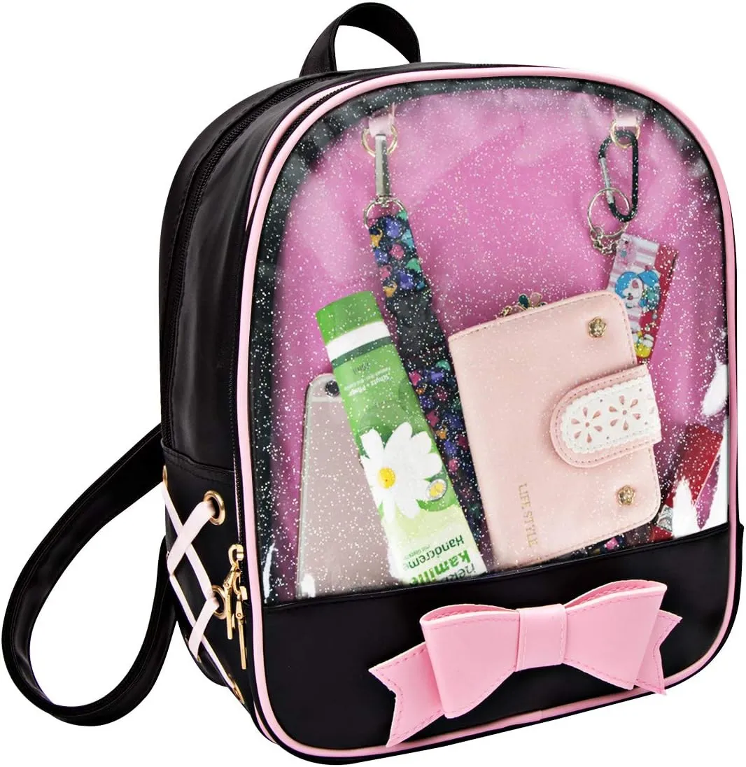 FF1 Candy Leather Bow Backpack Clear Beach Girls Bag Ita Bag