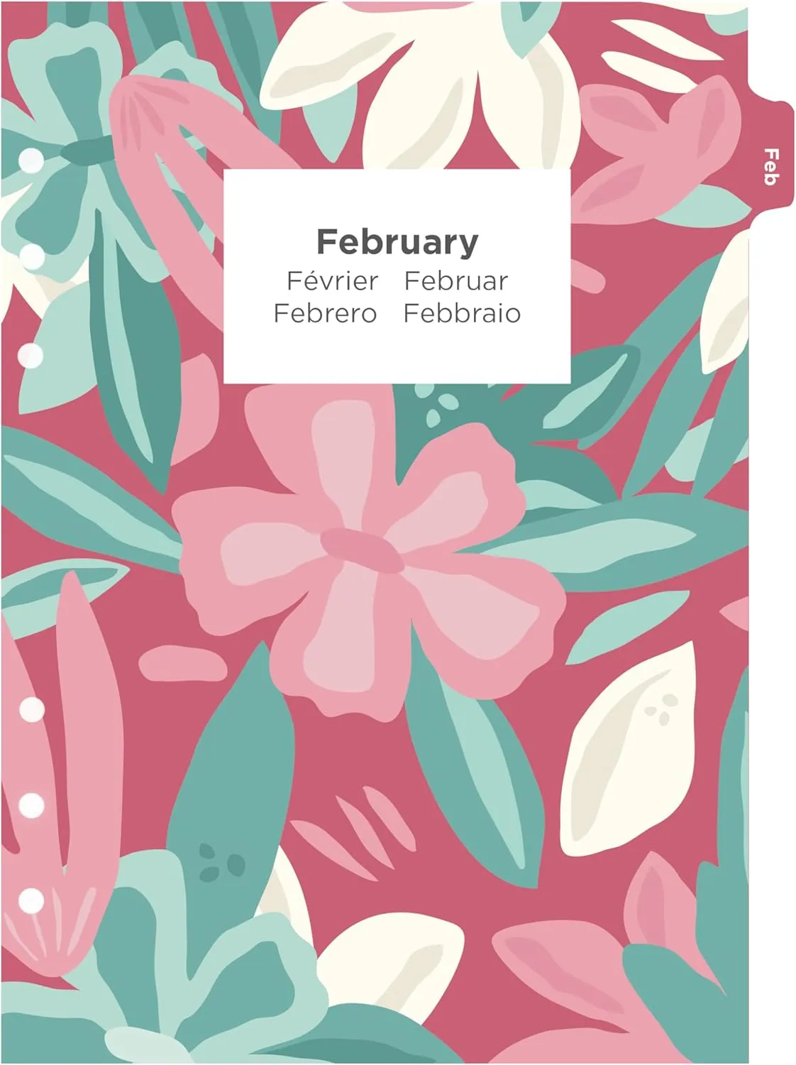 Filofax Calendar Diary Refill, A5 Size, Week-to-View, Illustrated Floral Diary Pack with Four-Color Print Design, Multilingual: Five Languages, 2025 (C6351-25)