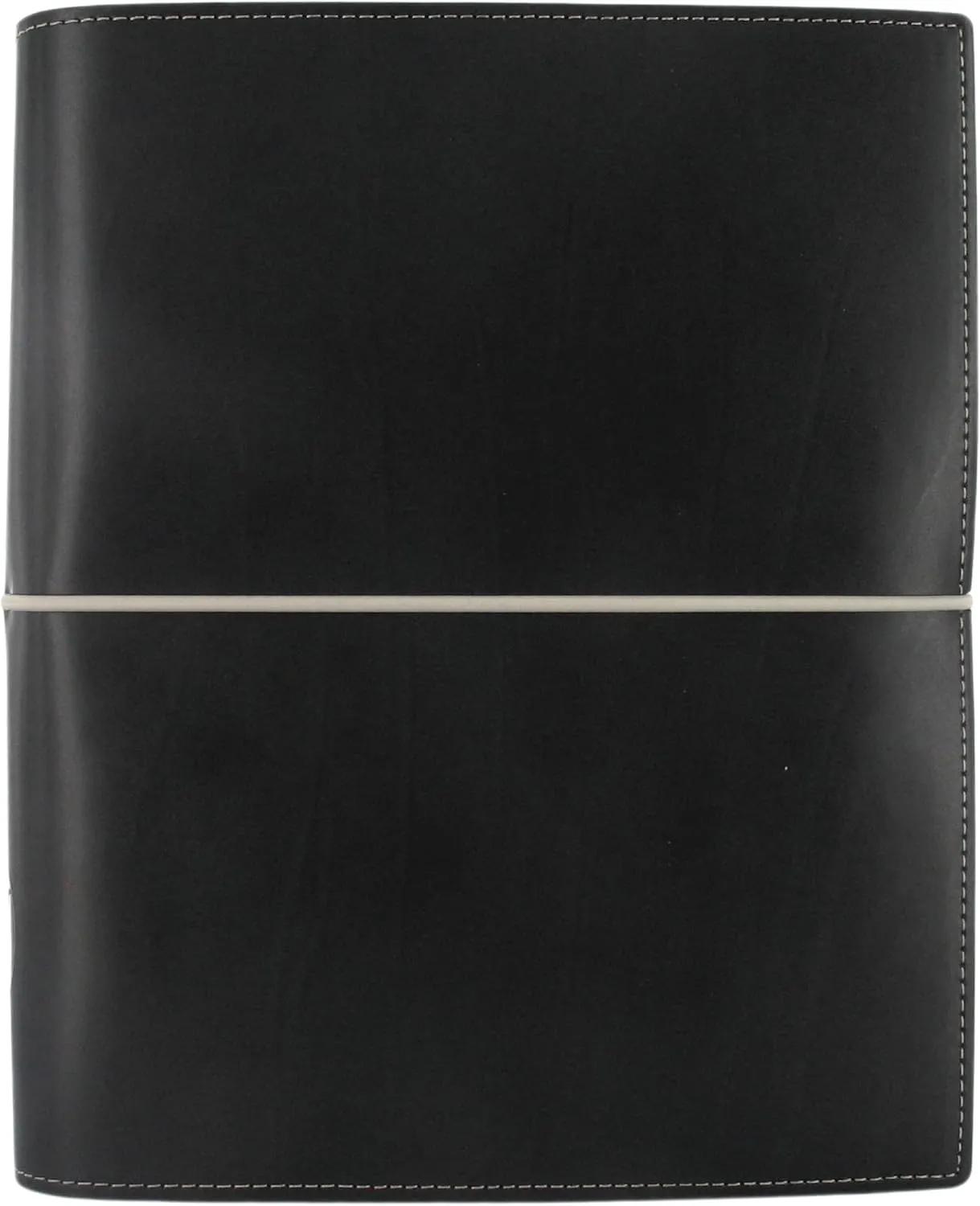 Filofax Domino Organizer, A5 Size, Black - Leather-Look, Contrast Stitching, Six Rings, Week-to-View Calendar Diary, Multilingual, 2025 (C027868-25)