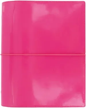 Filofax Domino Patent Organizer, A5 Size, Hot Pink - High-Gloss, Contemporary, Six Rings, Week-to-View Calendar Diary, Multilingual, 2025 (C022482-25)