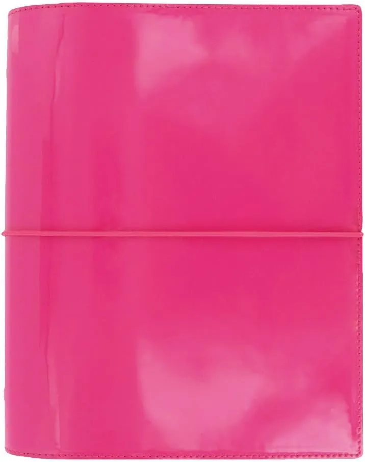 Filofax Domino Patent Organizer, A5 Size, Hot Pink - High-Gloss, Contemporary, Six Rings, Week-to-View Calendar Diary, Multilingual, 2025 (C022482-25)