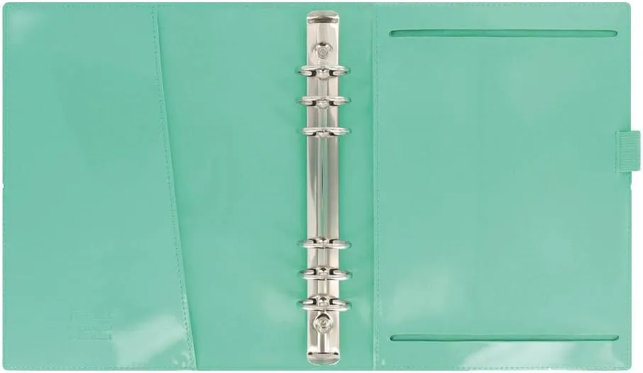 Filofax Domino Patent Organizer, A5 Size, Turquoise - High-Gloss, Contemporary, Six Rings, Week-to-View Calendar Diary, Multilingual, 2025 (C022515-25)